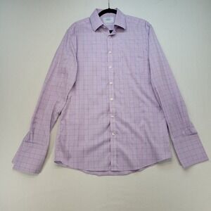 Charles Tyrwhitt Dress Shirt Mens 16.5/36 Purple Extra Slim Fit Non Iron